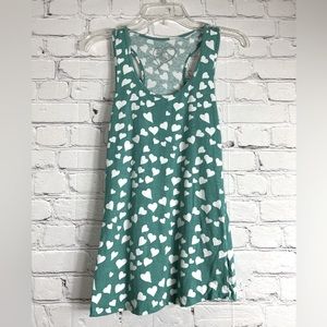 Worn once rue 21 Teal and White Heart Tank Top